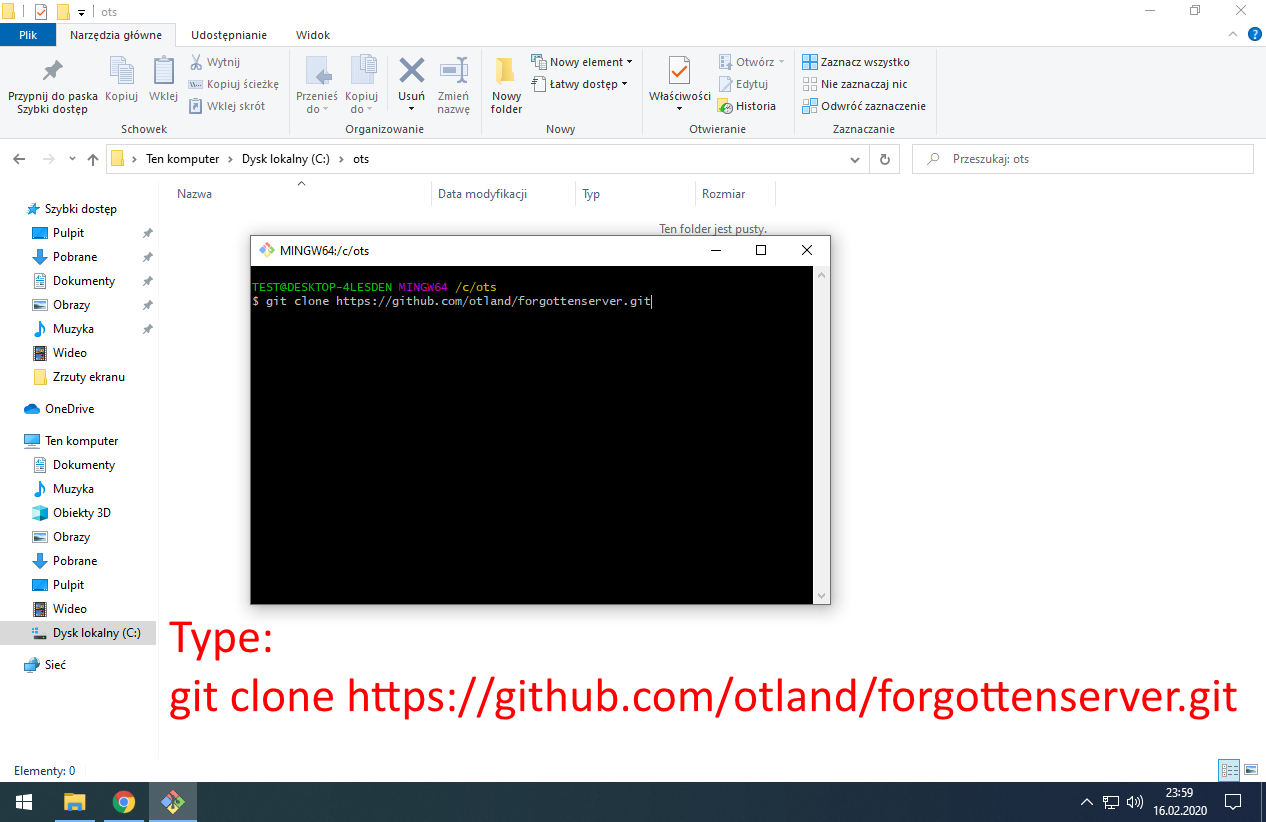 Download newest TFS. Type: git clone https://github.com/otland/forgottenserver.git