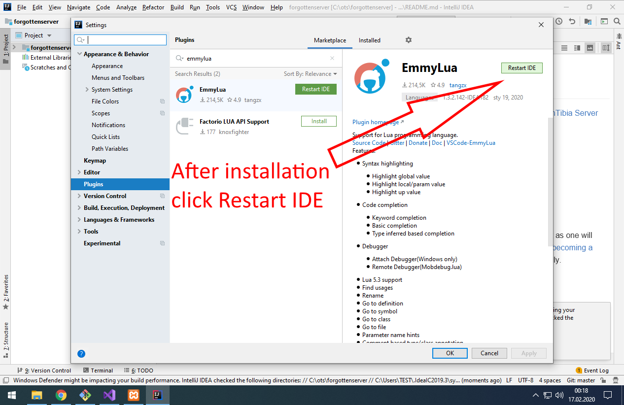 Restart IDE to make it work with Lua